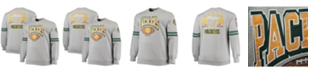 Mitchell & Ness Men's Heather Gray Green Bay Packers Big and Tall Allover Print Pullover Sweatshirt